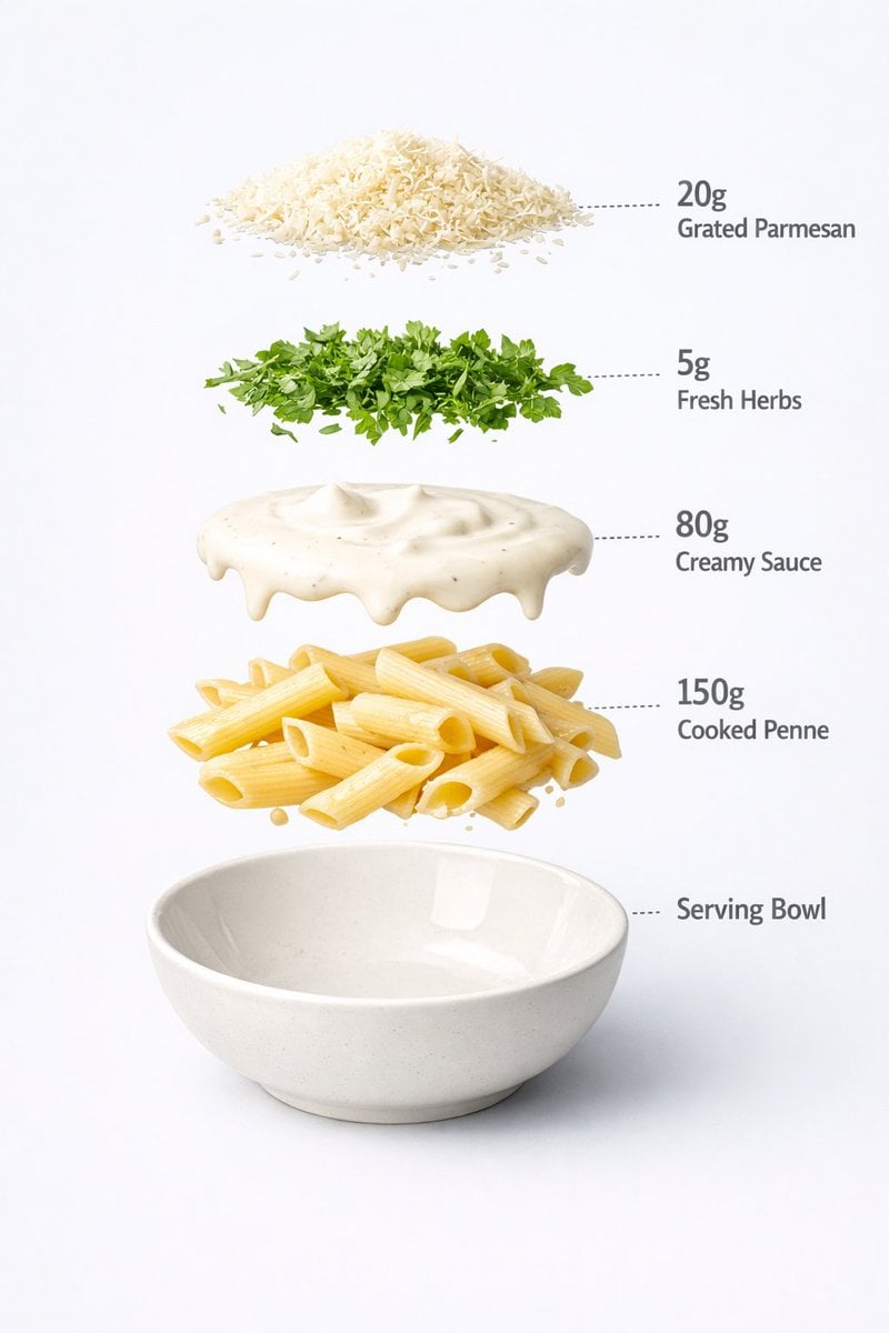 Free AI generated food photography - creamy penne pasta